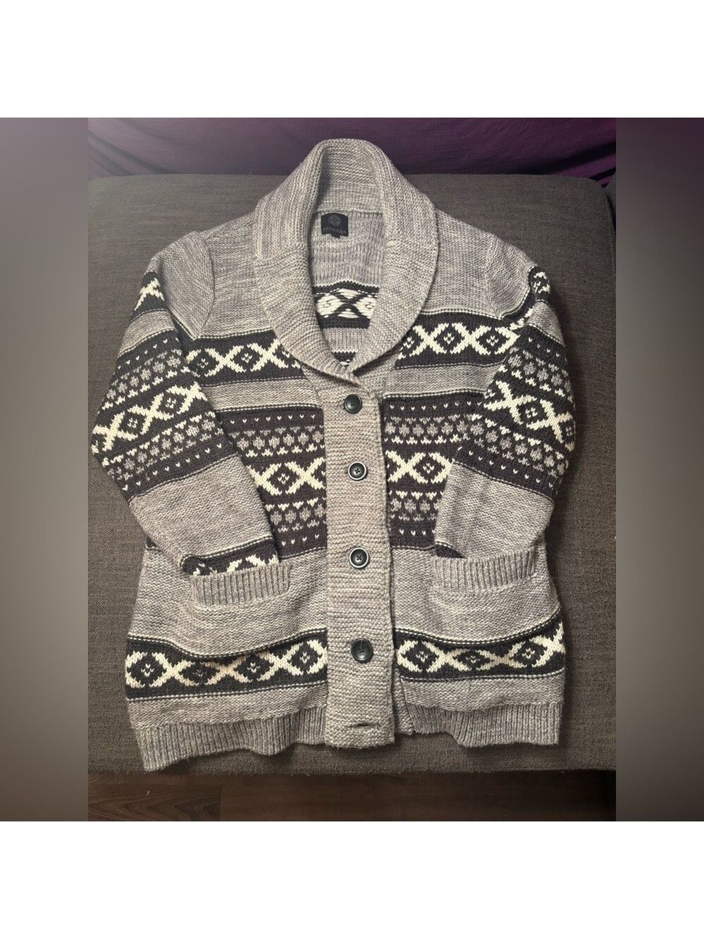 Vintage Sansara Nordic Fair Isle Cardigan Sweater XL Cozy Winter Cabin Unisex - Picture 17 of 17